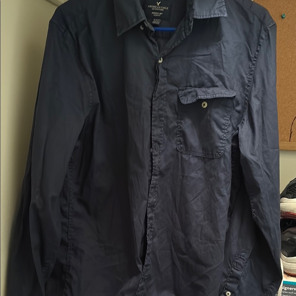 American Eagle Outfitters Blue Lightweight Shirt Jacket